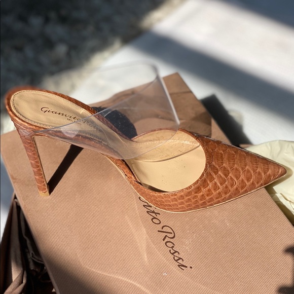 Gianvito Rossi Shoes - Gianvito Rossi Python Snake Leather and PVC Mules